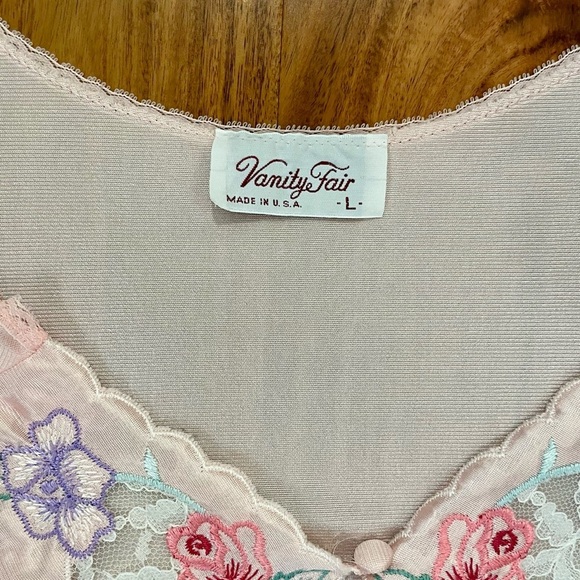Vanity Fair Vintage Women’s Silk Nightgown Pink Embroidered Lace Trim Size Large - Picture 7 of 14